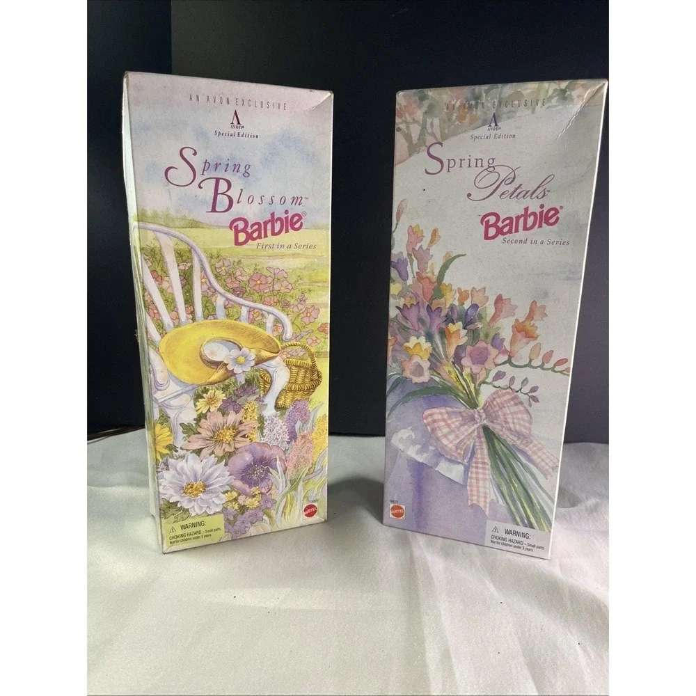 2 Mattel AVON Special Edition Spring Blossom Barbie Dolls First/Second 1990's